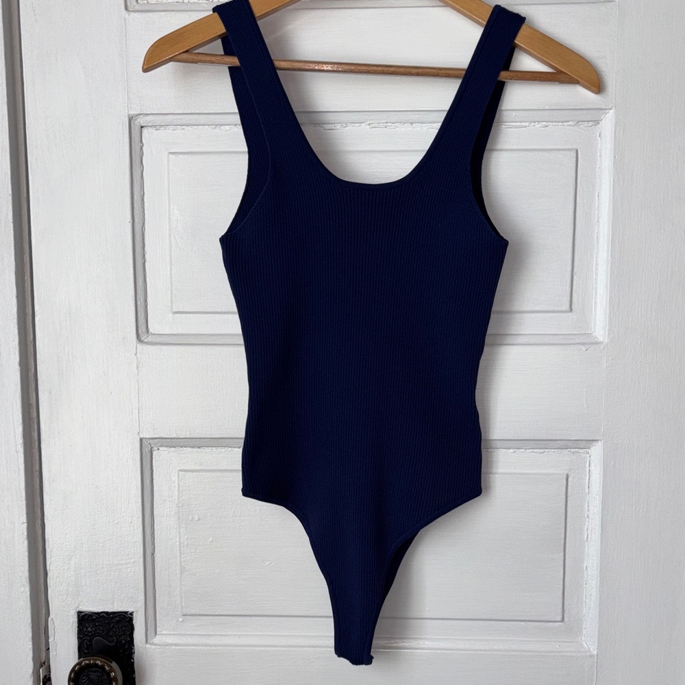 HAPPILY GREY BLUE RIBBED BODYSUIT